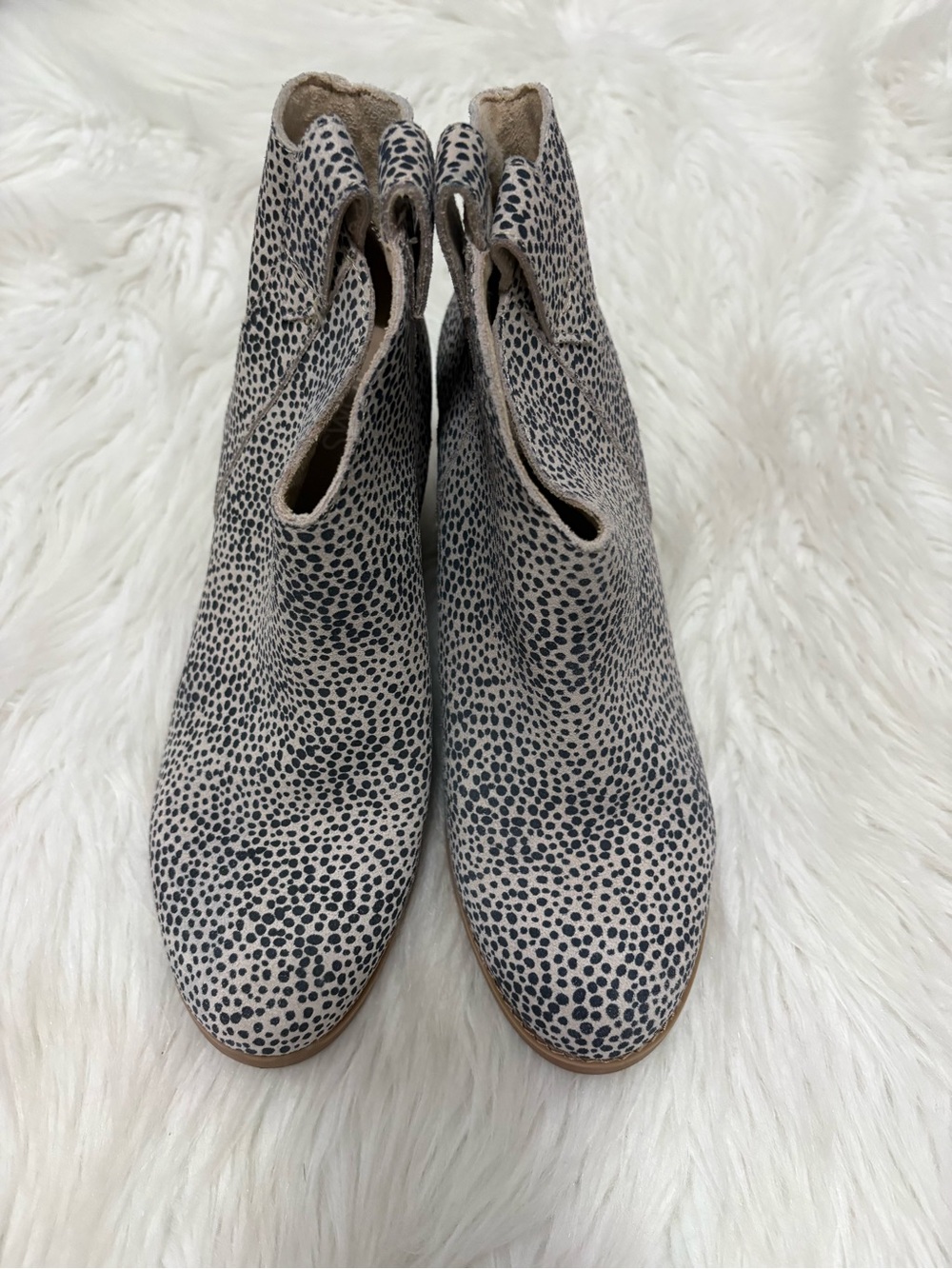 TOMS Taupe Constance Macadamia Mini Cheetah Suede Booties